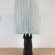 Horsehead lamp and wool lampshade, black resin