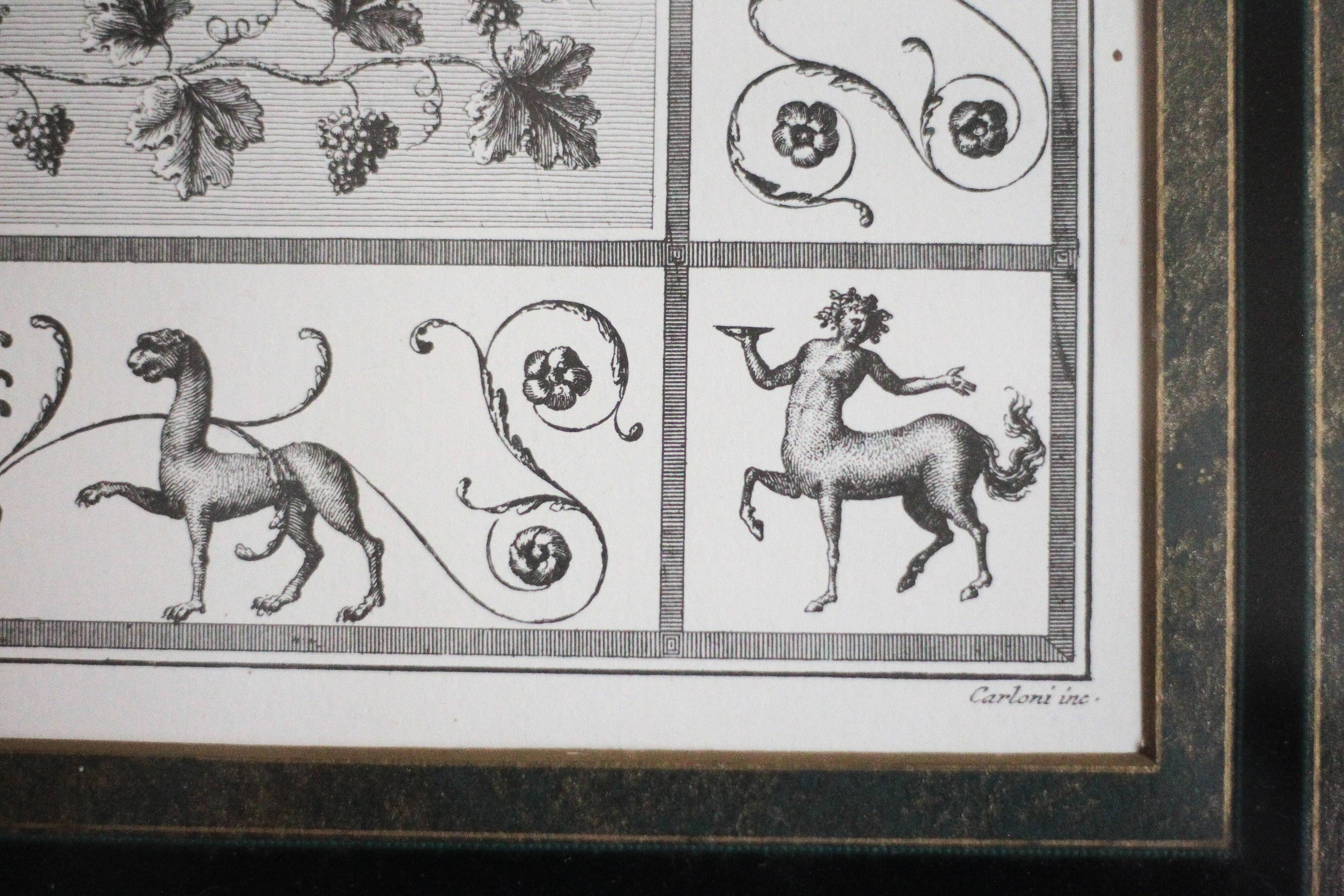 Gravure ancienne Mars et Vénus, encadré sous verre