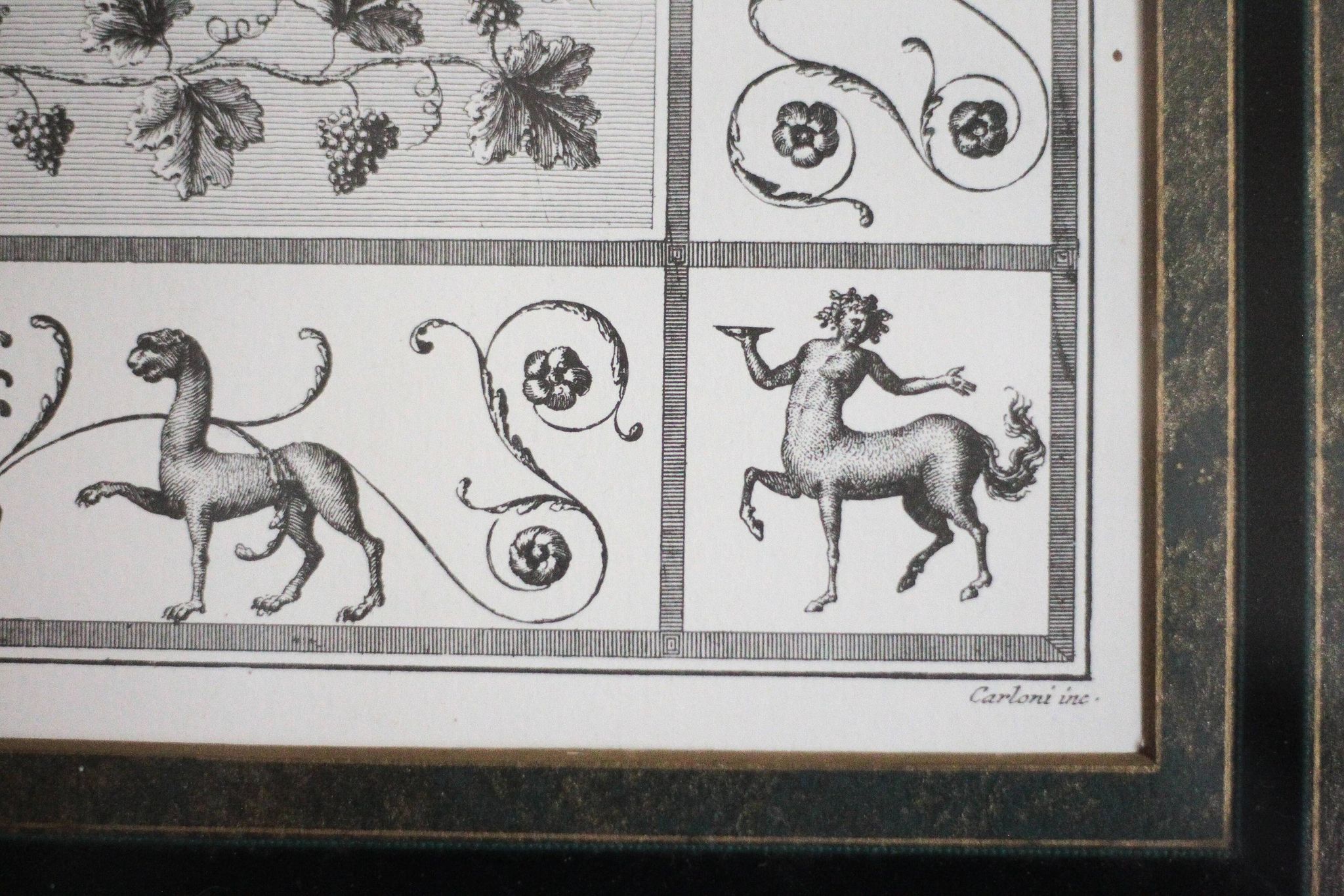Antique engraving of Mars and Venus, framed under glass, large frame, decoration.