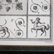 Antique engraving of Mars and Venus, framed under glass, large frame, decoration.