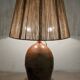 Lampe XXL en grès vernissé et corde de jute vers 1960