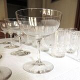 Set of 36 glasses cups baccarat ecaille richelieu + various flutes cuts