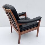 Vintage black leather lounge chair by gote mobler 1970s