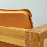 Ate van Apeldoorn Dutch Design Cognac Leather Cubic Pinewood Side Chair 70s