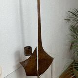 Large brutalist wrought iron chandelier, 1970s