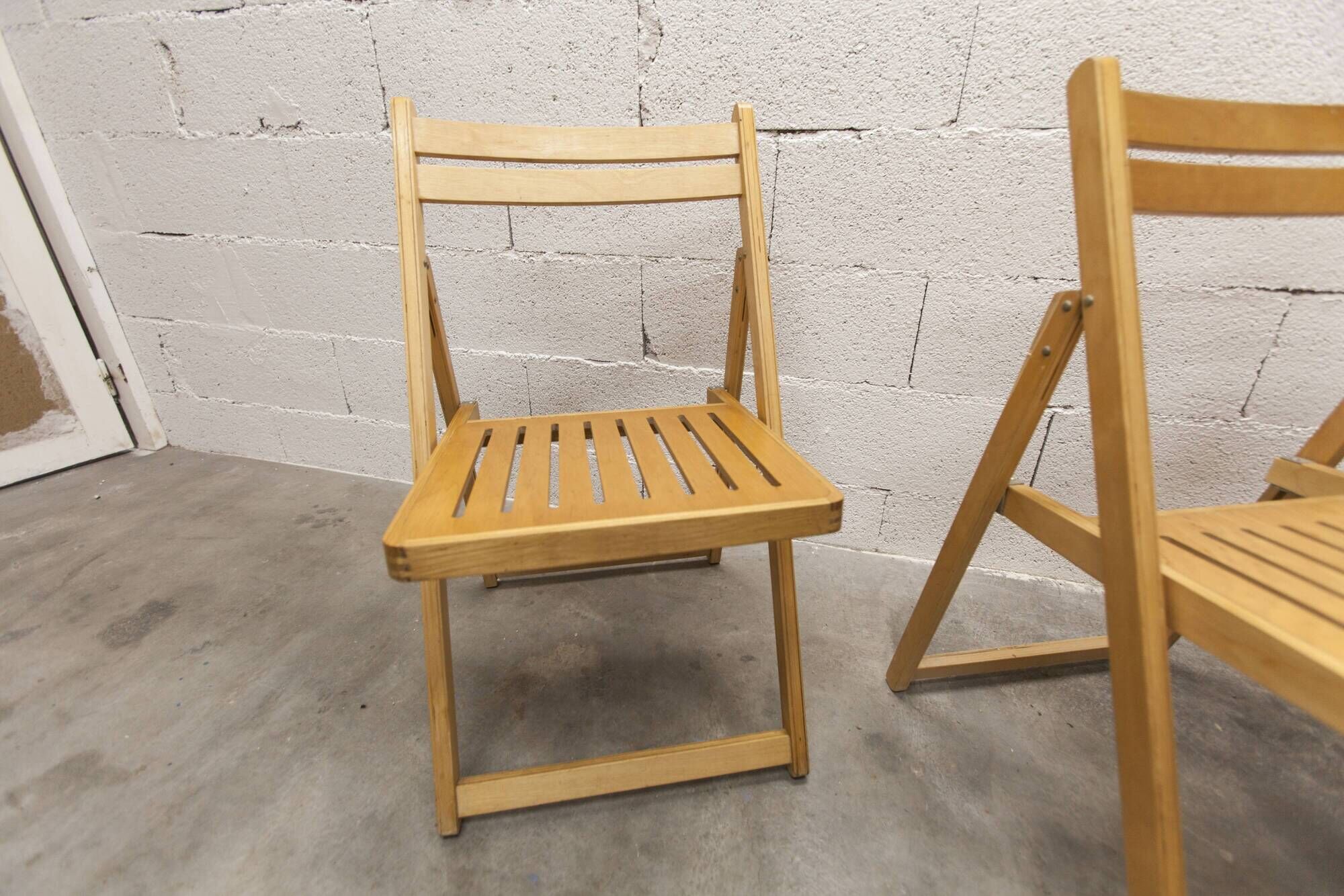 Paire de chaises pliantes Ikea 1970 couleur miel