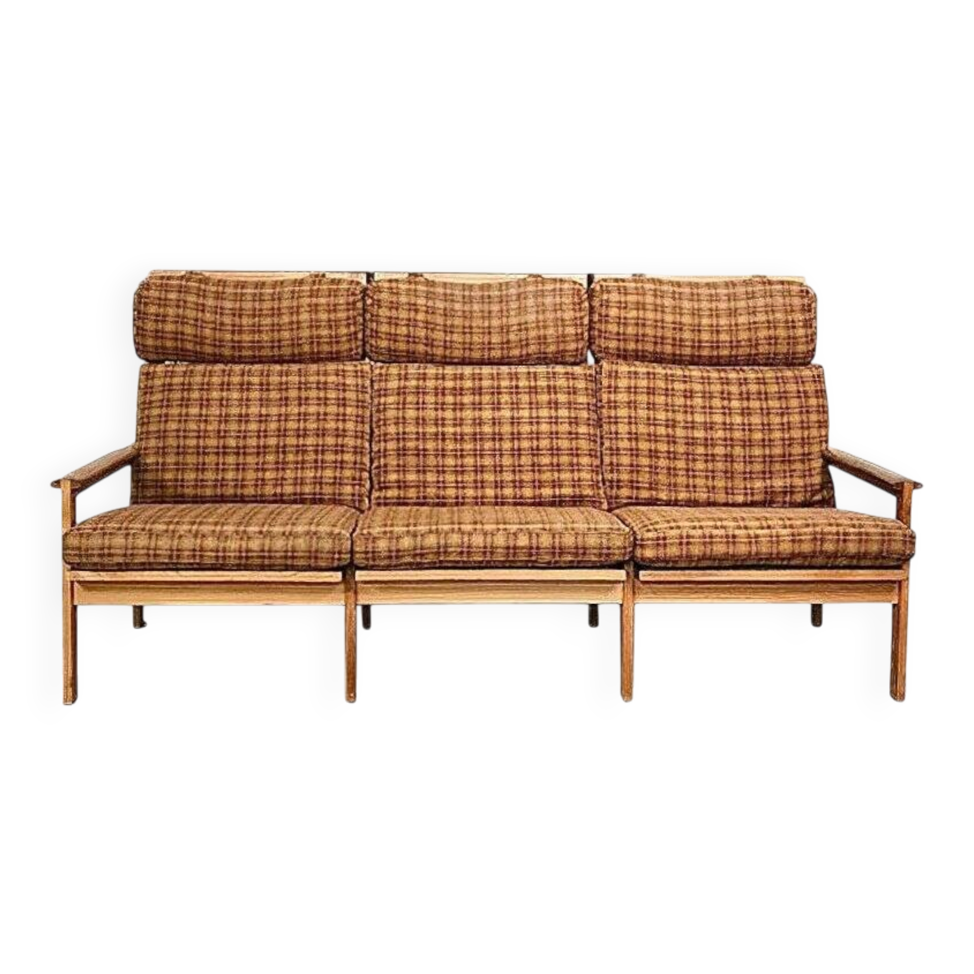 3-seater highback Capella sofa in oak by Illum Wikkelsø, Denmark 1960s