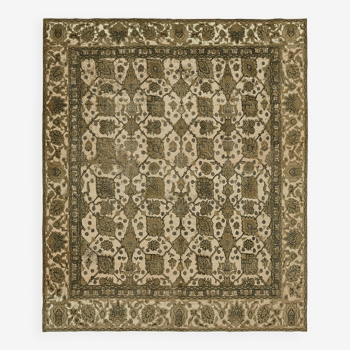 Hand-knotted anatolian antique 1970s 270 cm x 320 cm beige wool carpet