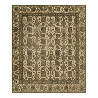 Hand-knotted anatolian antique 1970s 270 cm x 320 cm beige wool carpet