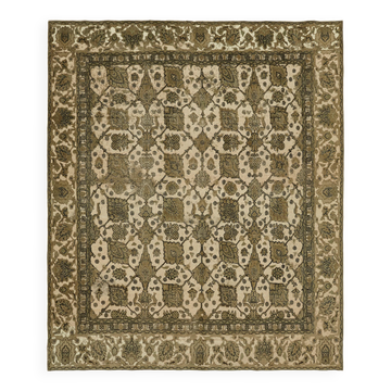 Hand-knotted anatolian antique 1970s 270 cm x 320 cm beige wool carpet