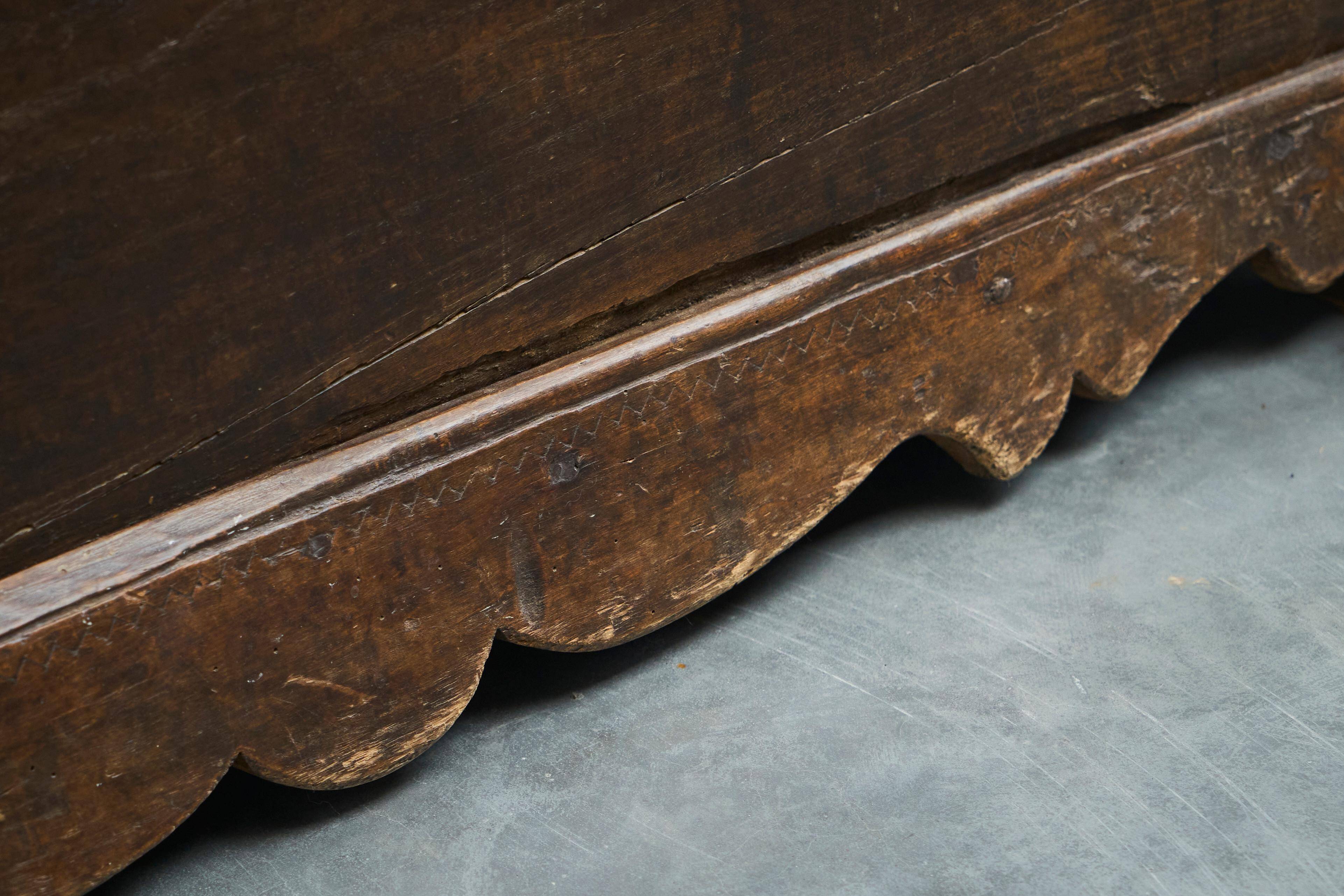 Oak and wrought iron mallet, early 18th century.