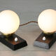 Lampes de chevet mid-century en laiton & opalin