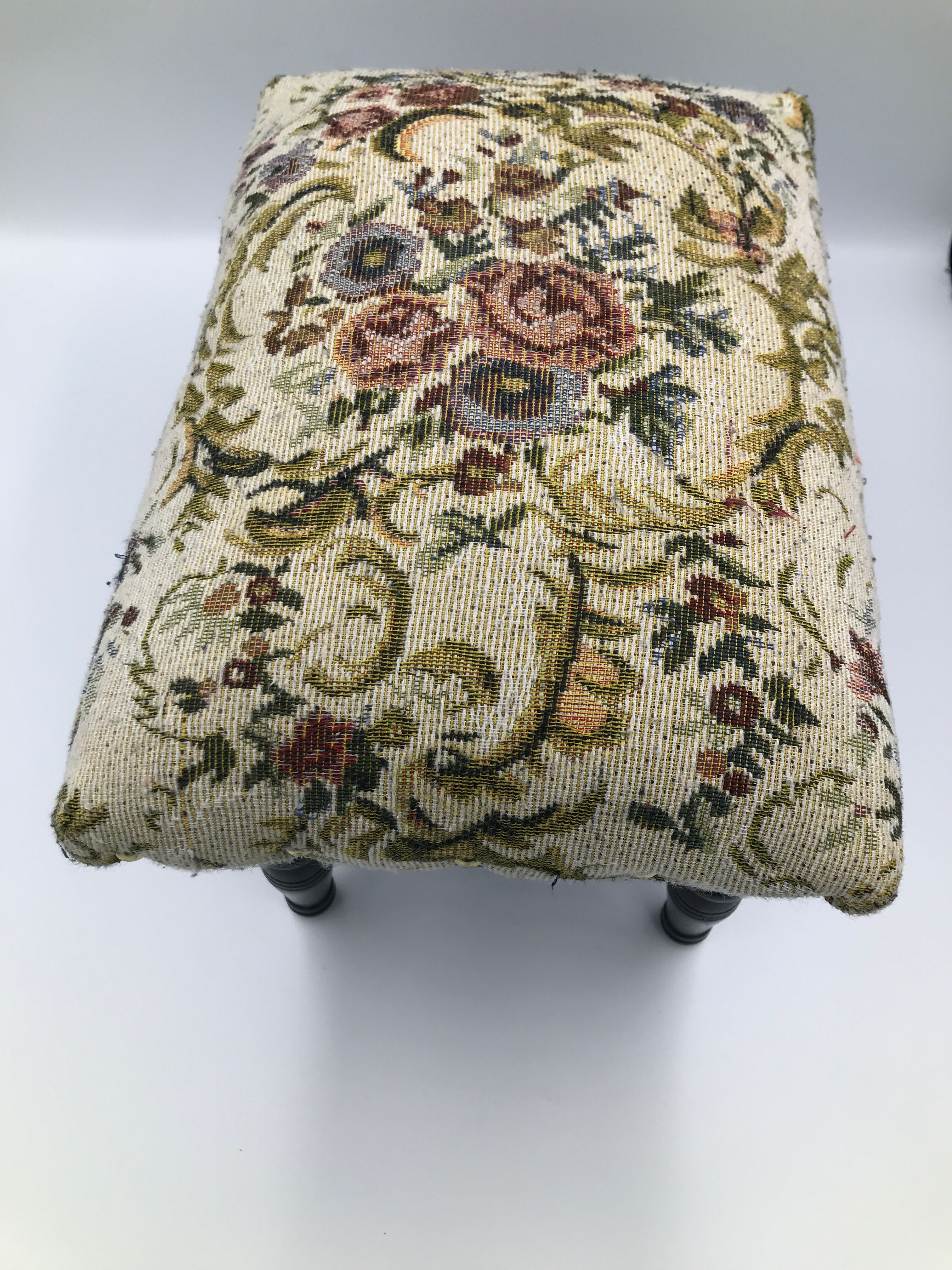 Foot rest chest studded fabric vintage studded