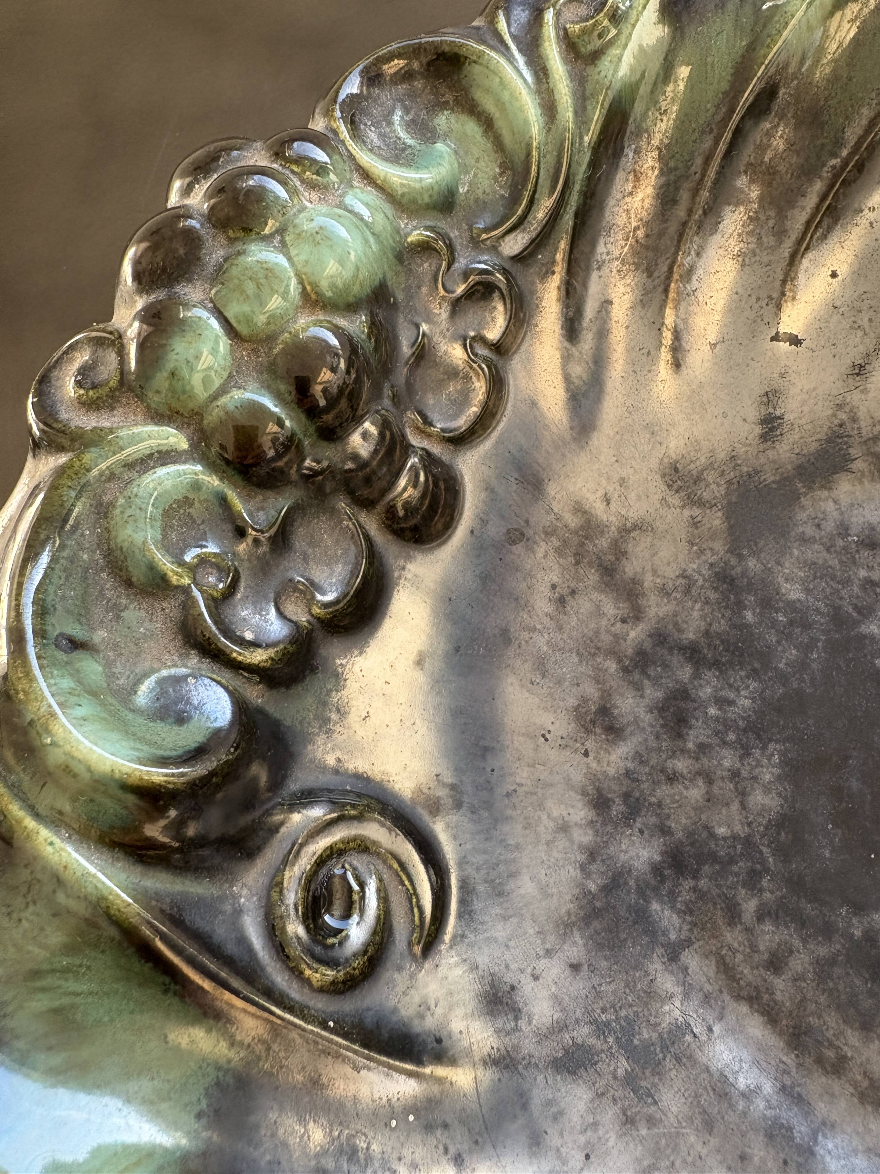 Art Nouveau ceramic bowl – grape decoration