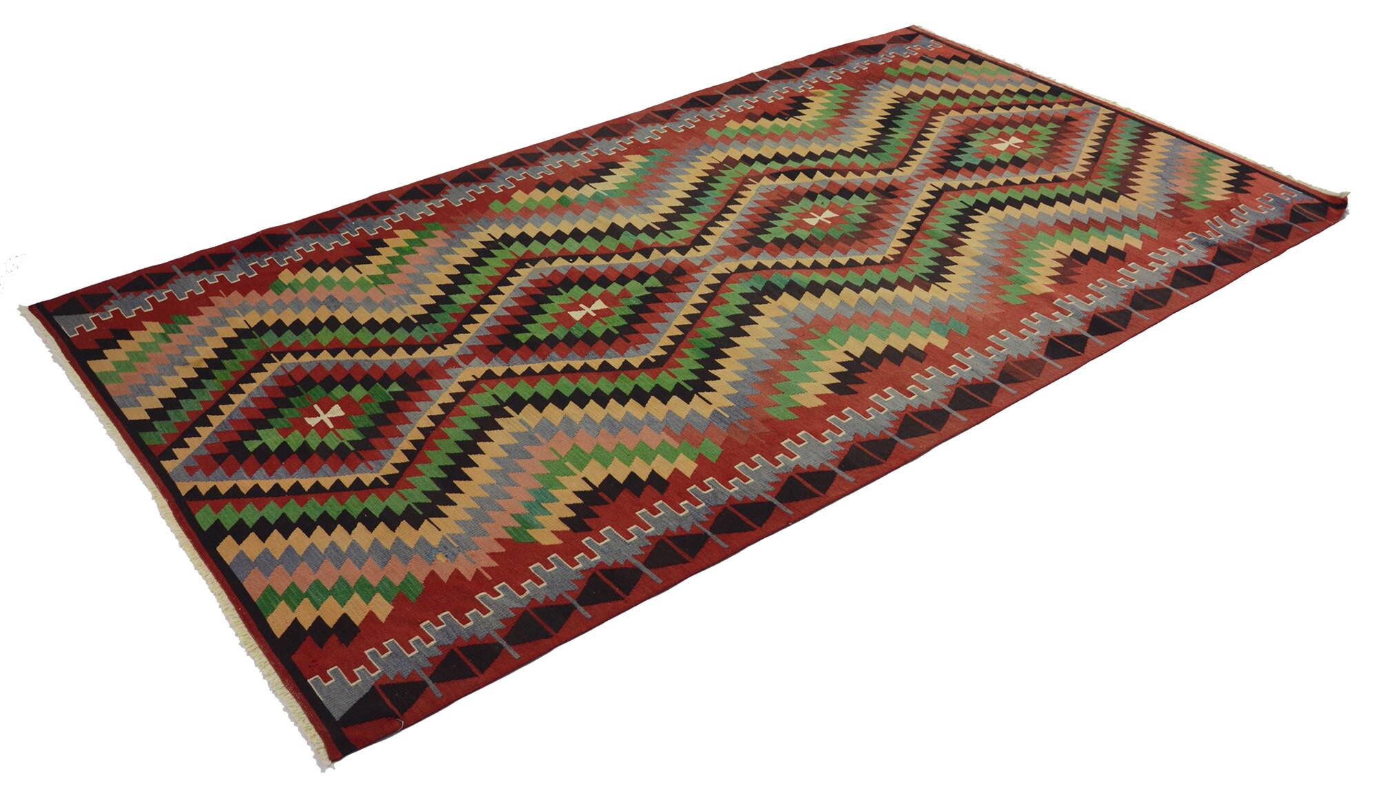 Vintage Turkish Kilim Co Coloured Turkish 175x247 cm Handwoven Bohemian Spirit