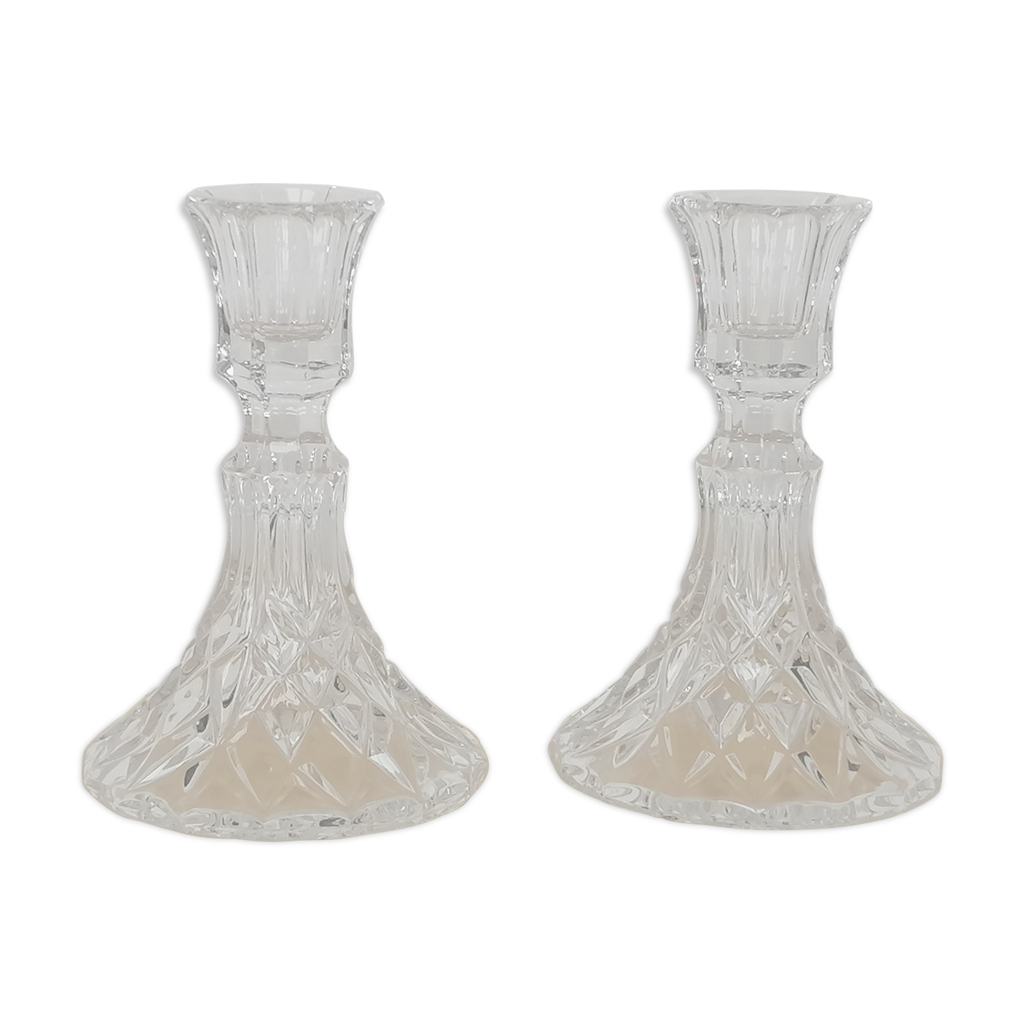 Pair of crystal candle holders