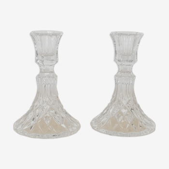 Pair of crystal candle holders