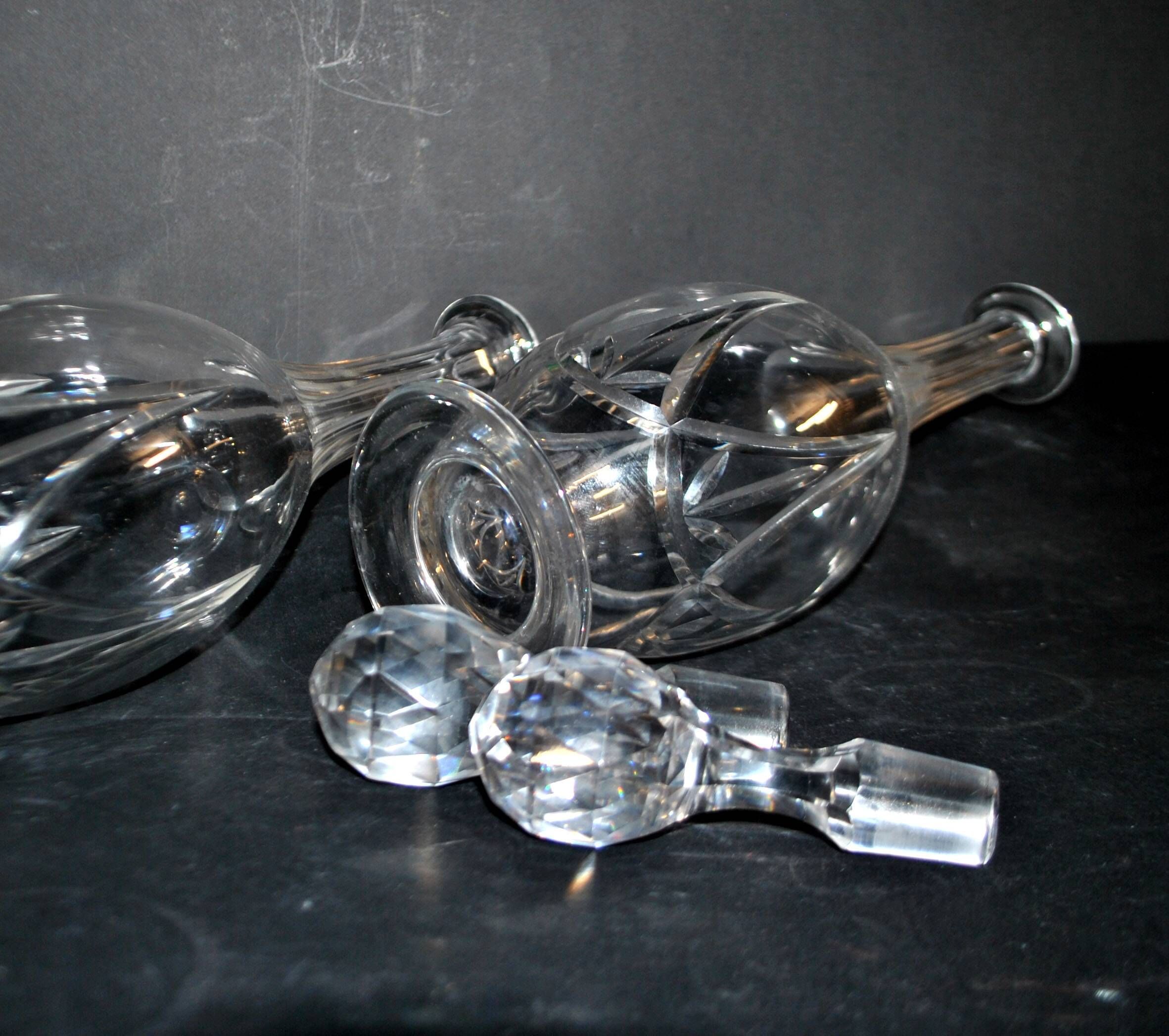 Saint-louis set of 2 antique lasalle cut crystal carafes 1930