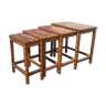 Series of 4 wooden trundle tables with mother-of-pearl inlays, Orient XXth