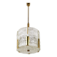 Kalmar Suspension Tambour Drum, Brass, Frosted Textured Glass, Austria, 1960s