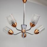 Lustre en verre et chrome Drukov Brno, Tchécoslovaquie, années 1970