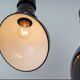Set Of 2 Vintage Industrial Angled Enamel & Metal Black Lamps