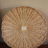 Two vintage handles wicker round tray