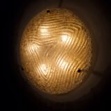 Ceiling lamp in brass & frosted glass