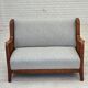 1950s, Scandinavian 2-seater sofa, reupholstered, upholstery wool, oak.