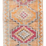 3x12 Vintage Red Orange Turkish Runner Rug, Handmade Wool Carpet, 86x352Cm