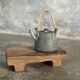 Small stool, accent stool in solid blond teak wabi-sabi L30 W8.5 H6.