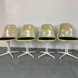 4 La Fonda fiberglass steel dining Chairs by Eames for Herman Miller