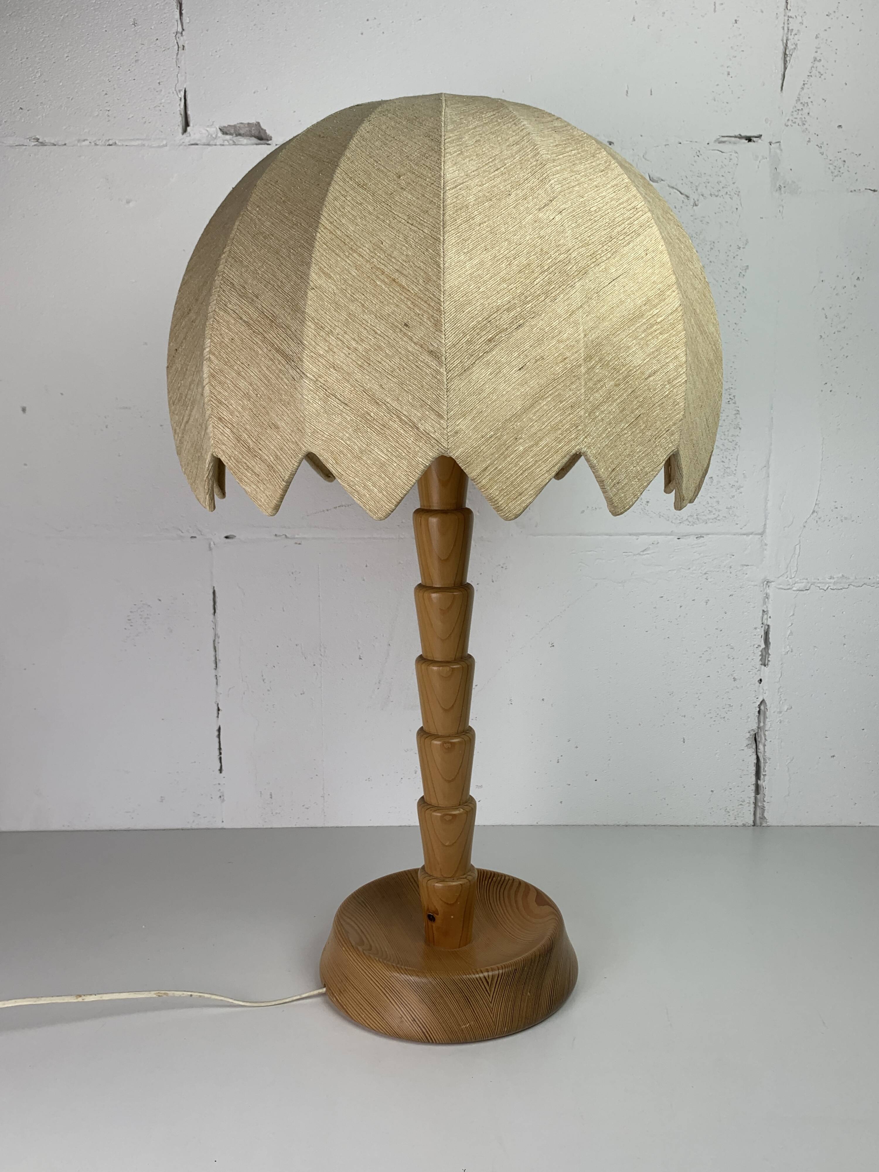 XL pine palm table mushroom lamp by Temde Switzerland, 1970s