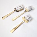 Set of 3 modernist 1950s dessert cutlery in silver by RENEKA.