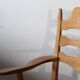 Vintage Brutalist Oak Razorblade Red Striped Armchair by H. Kjærnulf, 1960s