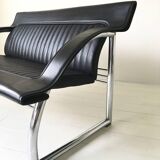 Sofa and Chair in black leather of Sede DS-127 of Gerd Lange 1980 s