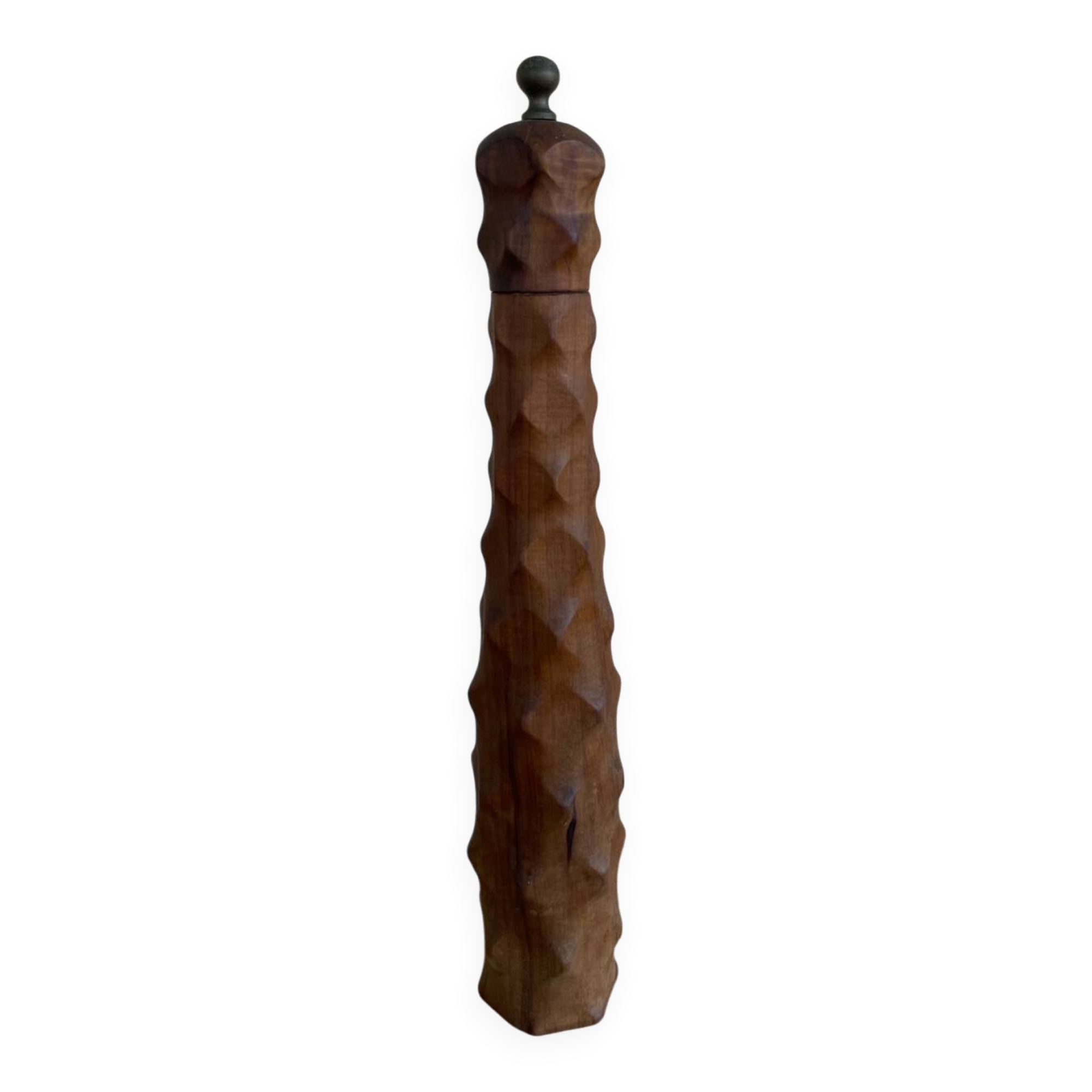 Large carved wooden pepper mill