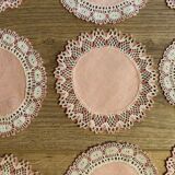 11 dessous de verre en dentelle main  rose