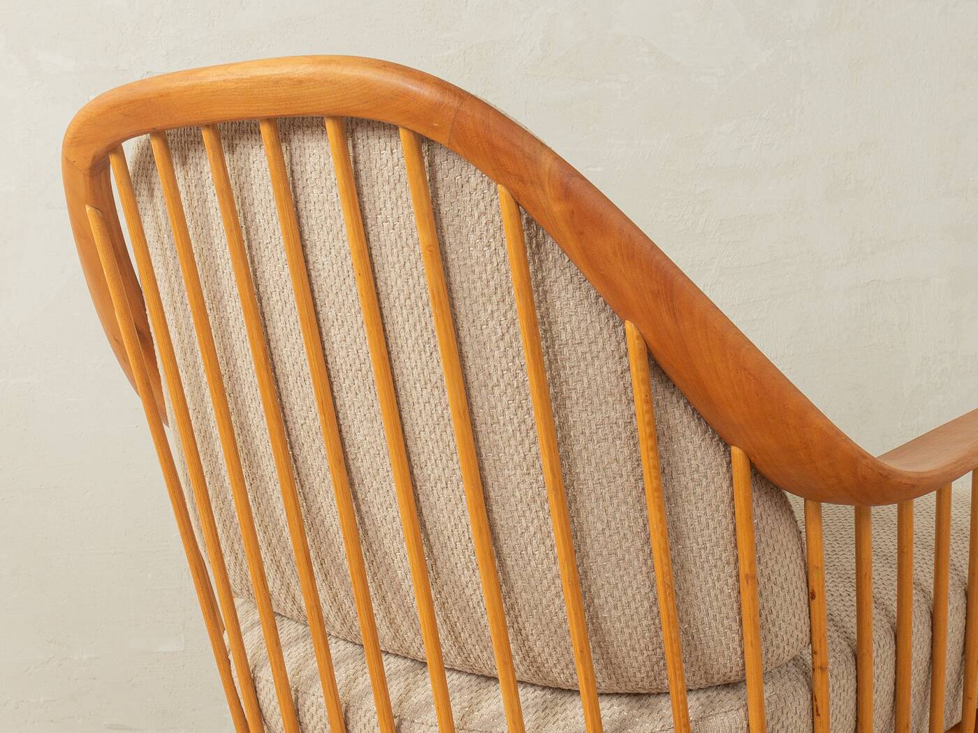 1950s armchair by Wilhelm Knoll, cherry wood, beige upholstery