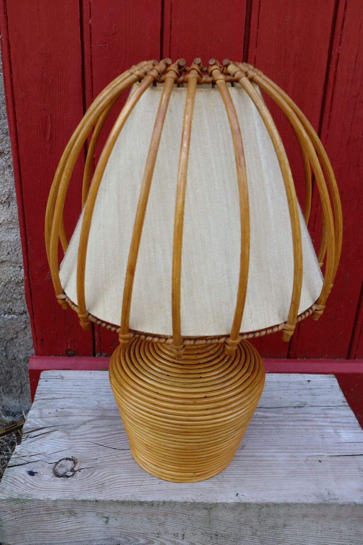 Rattan lamp Louis Sognot