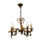 Lustre bronze et à pampilles en cristal à facettes