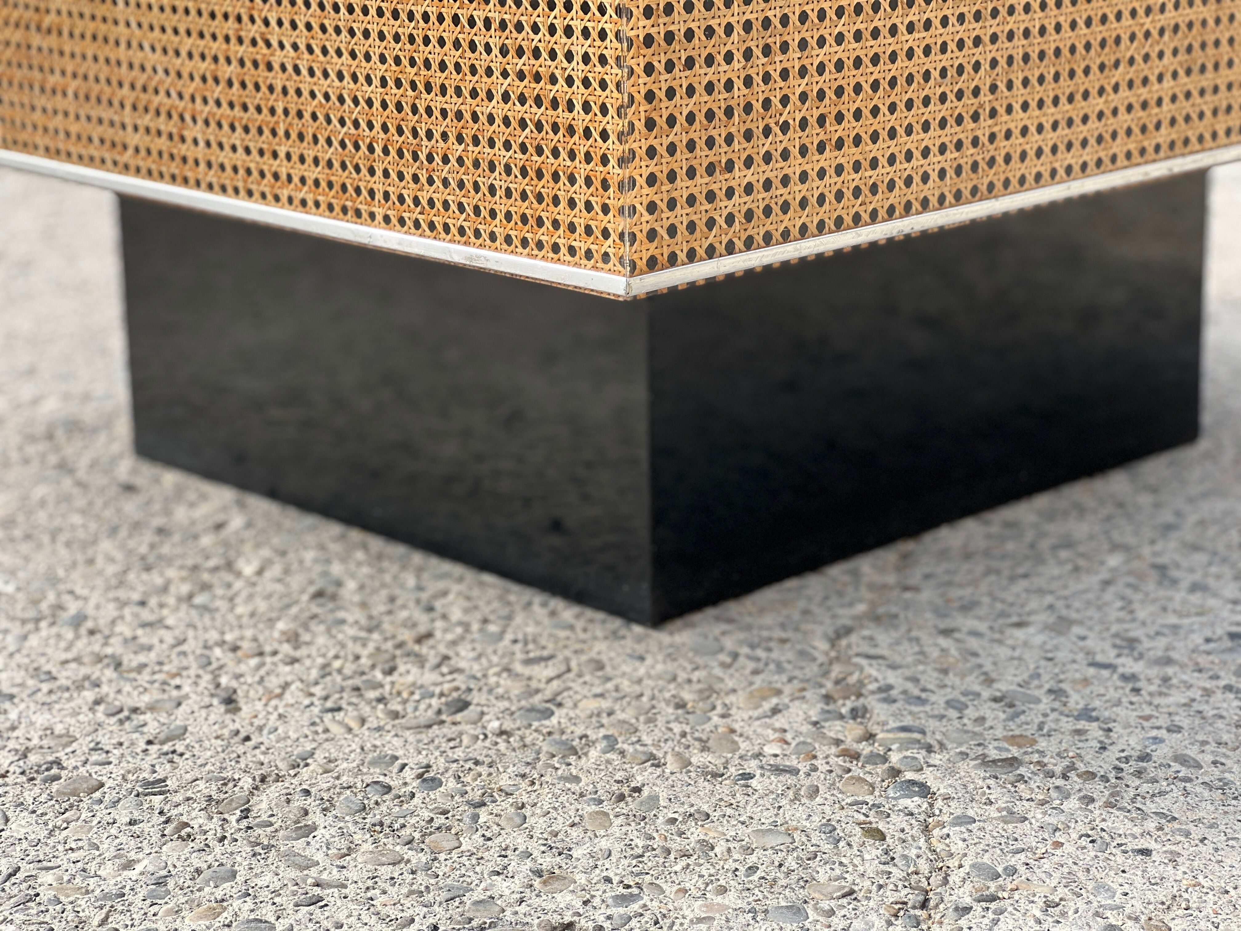 Plexiglas coffee table and inlaid cushioning 1970