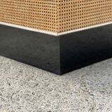 Plexiglas coffee table and inlaid cushioning 1970