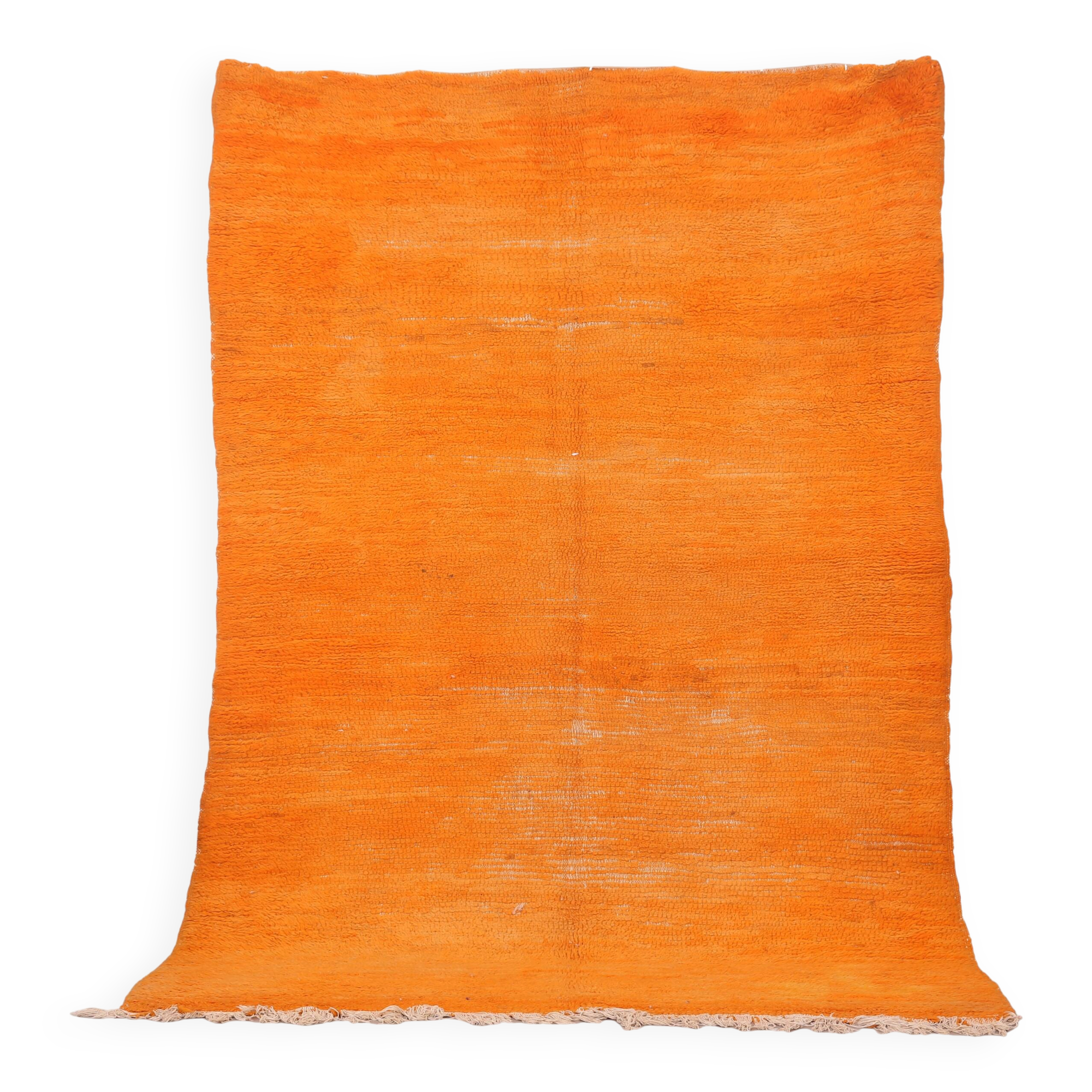 Tapis marocain vintage orange 174 x 255 cm - Tapis en laine berbère - Tapis fait main