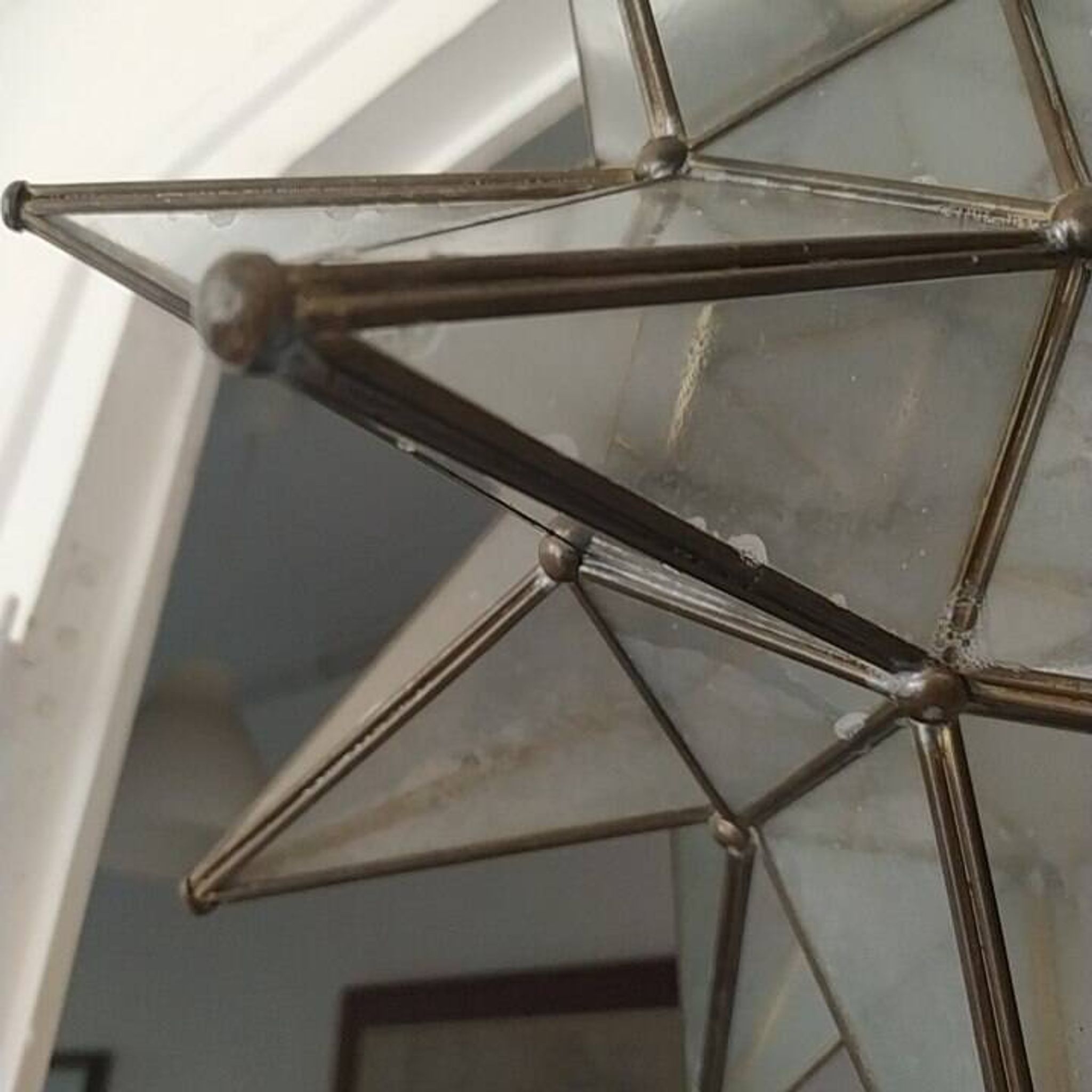 grande etoile en verre à suspendre 1950 verre et laiton