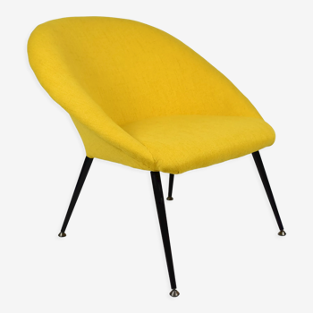 Original vintage armchair Olympia, 1960s, restored, yellow fabric