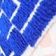 Klein blue Moroccan Berber hallway rug with reliefs
