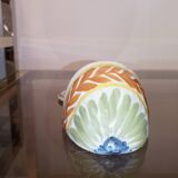 Holy water font in polychrome high-fire earthenware from Islettes, 18th century
