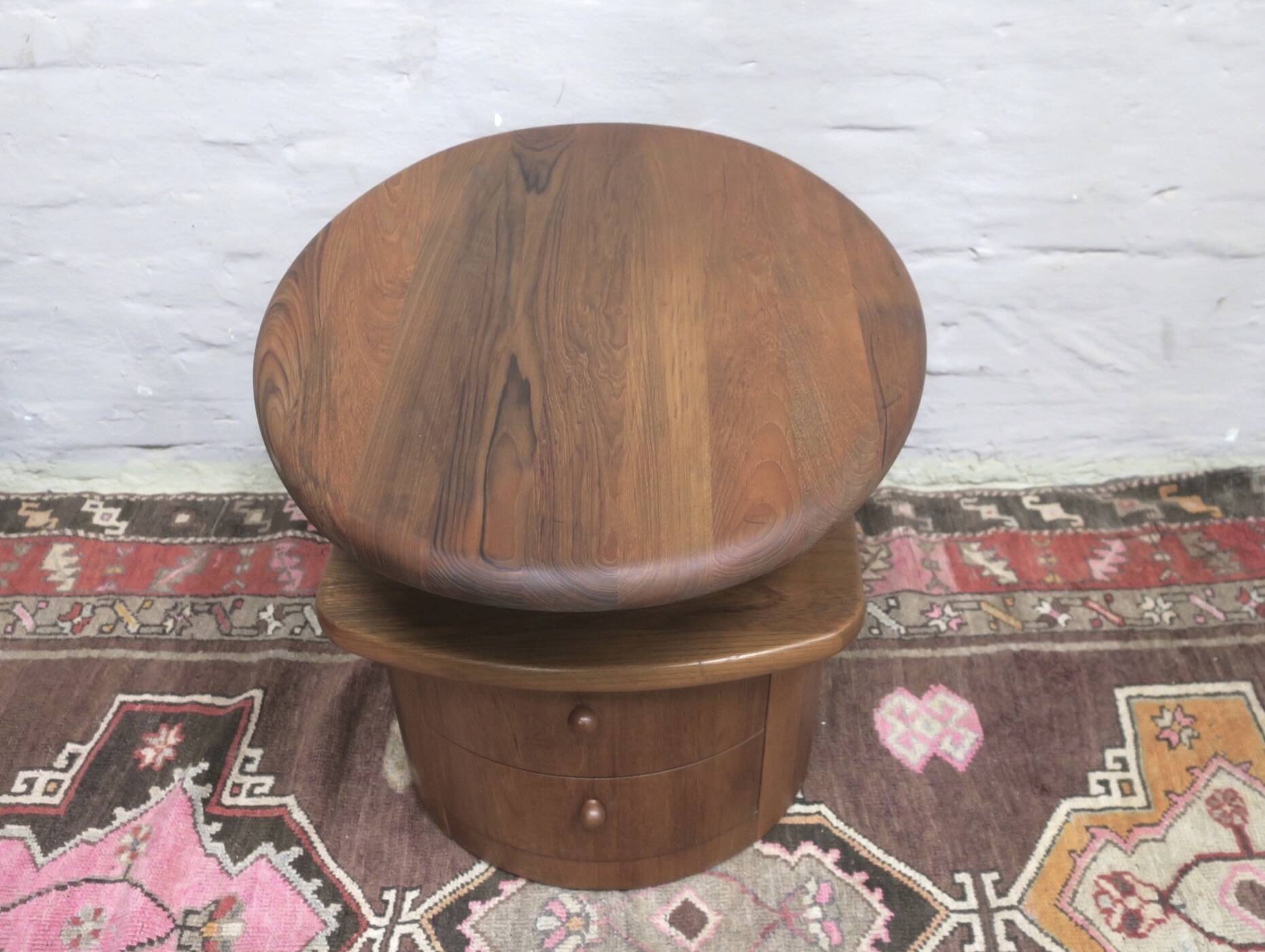 Solid teak oval coffee table with swivel top by Silkeborg, Denmark 1960s