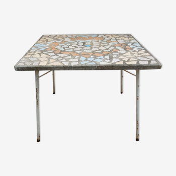 50s garden table in cement and tiles
